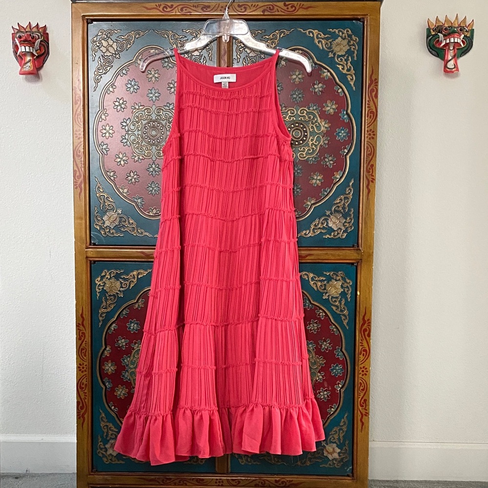 Jason Wu Coral Ruffle Midi Dress